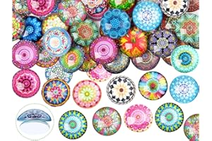EUES Pack of 50 Muggle Stones, Colourful Stones, 25 mm Glass Stones, Mixed Colours, Colourful Stones, Muggle Stones, Colourful Flatback, Glass Stones Decoration for Pendants, Jewellery Making,