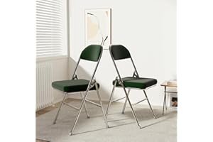 Chleby Chaise Pliante Confortable 2Pcs Chaises Pliantes en Cuir de Cuisine avec Coussin épais Les chaises de Salle à Manger Pliantes conviennent à la Cuisine, l'intérieur, l'extérieur, Vert