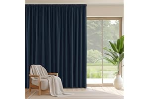 PONY DANCE Zasłona działowa z taśmą marszczącą, do szyny, do salonu, nieprzejrzyste, 1 szt., wys. 245 x szer. 300 cm, ochrona przed zimnem, bardzo szerokie, izolacja cieplna, ciemnoniebieskie