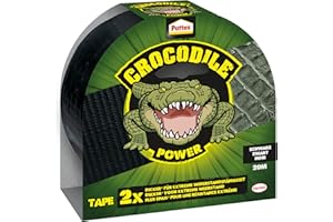 Pattex Crocodile Power Taśma klejąca, mocna taśma z tkaniny o podwójnej grubości, ekstremalna wytrzymałość do najtrudniejszych napraw, taśma Duct Tape do różnych materiałów, czarna, 1 x 20 m