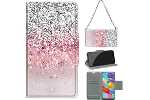Betunistoy Funda Compatible con Samsung Galaxy A51, Funda Tapa Libro Movil Carcasa PU Cuero Funda para Samsung Galaxy A51 [Protección Completa] [Ranura Tarjeta][Función Soporte],Cuerda Colgante Collar