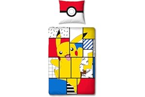 Character World Pokemon - Juego de cama infantil (135 x 200 cm, 80 x 80 cm, algodón, 2 piezas, tamaño alemán)