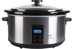 Wahl James Martin Digital Slow Cooker, 4.7L Ceramic Pot (Feeds up to 5 People), Programmable, LCD Digital Timer, 2 Heat Settings, Glass Lid, Brushed Stainless Steel, 6.42KG