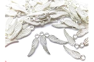 beadsvision 100 FLÜGEL Anhänger Engelsflügel 17x5mm Farbwahl antiksilber silber Schutzengel Glücksbringer Metall