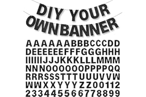 MIFENGDAER DIY Banner Kit with Letters Glitter Letters Black Customizable Birthday Banners Graduation Custom Party Hanging Banner for Graduation Wedding Party Baby Shower Decoration (Black)