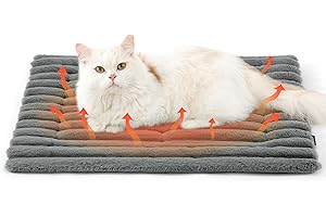 BEDSURE selbstheizende Decke für Katzen & Hunde - 61x46 cm Katzenbett waschbare wärmedecke Katze, selbstwärmende Katzendecke, wärme Hundematte Rutschfester Unterseite kleine Hundekäfigmatratze, Grau