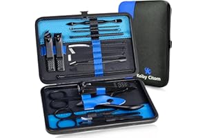 ‎KEIBY CITOM Maniküre Set Professionelles Nagelknipser Kit Pediküre Kit -18 stücke Edelstahl Nagelpflege Werkzeuge für die Reise (Blau Schwarz)