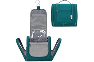 Narwey Duża wisząca kosmetyczka podróżna organizer na kosmetyki do makijażu dla kobiet, Niebieskozielony, kosmetyczka