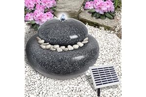AMUR Fontaine de Jardin Solaire Décorative avec Batterie Li-ION et Lumière LED pour Sublimer Votre Jardin, Balcon, Terrasse