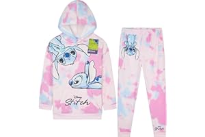 Disney Stitch Chandal Niña Conjunto de Ropa Deportiva Tie Dye con Sudadera Capucha y Pantalones Chandal Regalos para Niñas