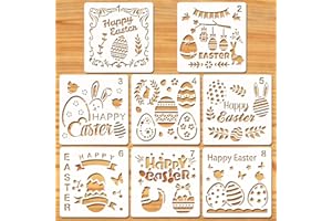 HOWAF Easter Stencils, 8Pcs Easter Decorations Plastic Drawing Stencils for Kids, Easter Stencils for Crafts Reusable, Easter Crafts for Kids, Easter Gift for Kids Party Bag Filler