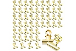HXUING 50 Pezzi Piccole Bulldog Clips, 22mm Bulldog Binder Clip Raccoglitore in Metallo Clip Multifunzionale Mini Clip, per Ufficio Scuola e Famiglia (Oro50)