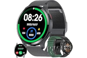 MYSHUN Smartwatch Herren mit Telefonfunktion 1,43" HD Voll Touchscreen Uhren Fitness Tracker 15 Sportmodi Aktivitätstracker 5ATM Wasserdicht mit Schlafmonitor Schrittzähler für Männer IOS Android (Schwarz)