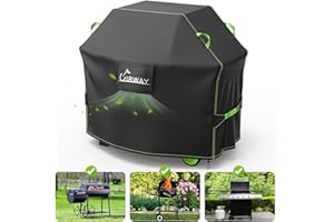 UIRWAY Copertura per Barbecue da Esterno - Rivestita in Argento Oxford 420D, Impermeabile, per Barbecue a Gas, 117 x 66 x 117 cm