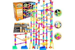 Marble Genius Marble Glow Run Race Track Set Glow in The Dark (300 pcs) STEM Educational Building Block Toy, + Instruction App Access & Full Color Instruction Manual, Great Gift for Kids, Extreme Set