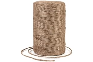 Uiopa Ficelle de jute colorée 2 mm x 200 m corde de chanvre, ficelle pour jardin naturel, fil jute, corde de jute pour décoration, jardin, artisanat, emballage cadeau (marron)