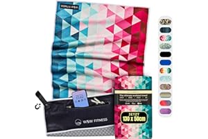 WOODSANDWAVES Fitness Handtuch mit Design, Tasche & extra starkem Magnet - das ideale Sporthandtuch für Gym und Fitnessstudio | rutschfest, geruchsneutral, schnelltrocknend