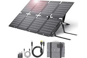 BigBlue Cargador Solar Plegable de 60W, ETFE Panel Solar Portátil QC3.0+PD45W+Salida de CC de 23,2V 【IP68 Resistente al Agua y Soporte】 para acampada, Compatible con Celular Tableta Generador Solar