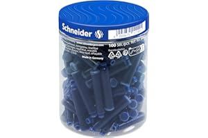 ‎SCHNEIDER Schneider 6803 Tintenpatronen (Standard Patronen für Füller, löschbar) königsblau, 100 Stück