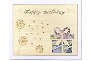 TAKULA Marcos de Fotos Feliz Cumpleaños, Hucha de Madera Personalizada, Decoración y Regalos Originales para Cumpleaños | Happy Birthday