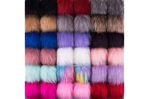 SIQUK 36 Pezzi Pompon in Finte Pelliccia Pom Pom per Portachiavi Cappelli da Maglia, 18 Colori