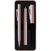 Faber-Castell Grip 2011 Hediye Seti G&uuml;l Rengi, M U&ccedil;lu Dolma Kalem ve XB T&uuml;kenmez Kalem, Metal Hediye Kutulu, Yedek Kartuşlu