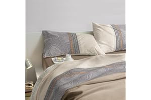 Bassetti Completo Letto Matrimoniale 100% Cotone - Collezione DREAM - (1 Lenzuolo Sopra 240x280 + 1 Lenzuolo Sotto Con Angoli 175x200 + 2 Federe 50x80cm) - Sultana (Beige)