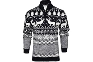 Xact Mens 1/4 Zip Reindeer Xmas/Christmas Jumper