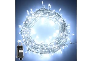 H HANSEL HOME Guirnalda Luces Led de Navidad Luces de Árbol de Navidad Uso Interior/Exterior IP44 Impermeable Cable Transparente (Luz Blanca, 200 Leds 10M)