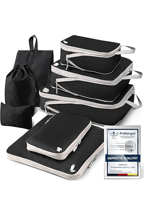 Set Organizzatore Valigia 3 Pezzi Beige - Salvaspazio, Impermeabile Per Vestiti, Intima E Scarpe - Foto 2