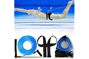 SUQ Courroie de Natation 4M, Courroie de résistance d'entraînement à la Natation, Fourrure de Natation Fixe Statique, Courroie de résistance réglable de Courroie de Natation (Bleu)