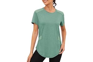 Gyabnw Camisetas Deportivas para Mujer de Manga Corta Camisetas Funcionales con Cuello Redondo Camiseta para Correr Fitness y Yoga