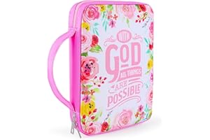 Beinou Bible Cover for Women Girls Bible Case Large Bible Bag with Handle Zipper Pocket Bible Covers Book Cover for Bible Study Supplies