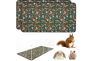 MTBRICEY 2Pcs Washable Guinea Pig Cage Liner 61*45Cm/24*17.7Inch Reusable Fast Absorbent Hamster Bedding Accessories Mat Waterproof Non-Slip Rabbit Pee Pad for Small Pet Puppy Rat Chinchilla (Green, 61x45cm)