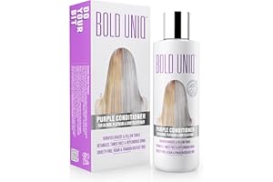BOLD UNIQ Après-Shampoing Violet pour Cheveux Blonds, Gris & Platine. Réduit les Reflets Jaune Cuivre. Toner pour Cheveux Décolorés & Méchés - Hydrate - Sans Cruauté, Sans Paraben, Sans Sulfates - 237 ml