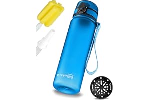 My Vesperbox – Minny - Kinder Trinkflasche auslaufsicher – 350ml, 500ml, 750ml – mit Strohhalm oder Sieb - leichte Tritan Wasserflasche - BPA frei - für Kindergarten, Schule (Blau 500ml)