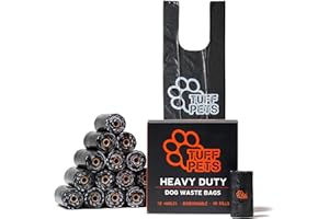 Tuff Pets - Dog Poop Bags Rolls With Tie Handles - 16 Rolls of Biodegradable Poo Bags - Fits in any Dogs Poo Bag Dispenser or Holder - 50% Stronger Than Average Doggy Waste Bags