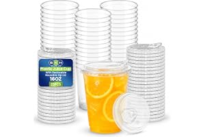 SNH Packing 16oz Clear Plastic Cups with Strawless Lids, Pack of 25 PET Transparent Cold Beverage Cups for Iced Coffee, Juice, Smoothies & Soft Drinks