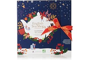 Calendrier de l'Avent de Thés & Infusions Bio - Livre Bleu Éco-Conçu - English Tea Shop - 25 sachets pyramides - 50g