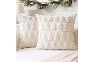 Artscope Juego de 2 Navideña Fundas de Cojines de Terciopelo Cojines de Sofá Funda de Almohada Decorativo Suave para Sofá Dormitorio Oficina Salón Árbol de Navidad Beige, 45x45cm