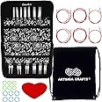 ChiaoGoo Twist Red Lace 5-Inch Complete 7500-C Interchangeable Circular Knitting Needle Set, Sizes US 2, 3, 4, 5, 6, 7, 8, 9, 10, 10.5, 11, 13, 15 with 6 Cords Bundle with 1 Artsiga Crafts Project Bag