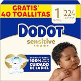 Dodot Baby Sensitive Diapers, Size 1 (2-5 kg), 224 Nappies + 1 Pack of 40 | Up to 12h of leak-proof protection, care for baby