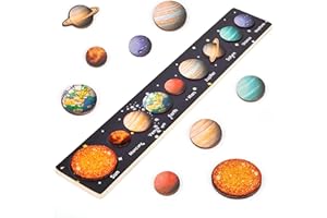 WISPLYE Juguetes Montessori Planetas Sistema Solar para Niños, Rompecabezas Puzzle de Madera Juguetes Aprendizaje Educativos Regalos para Niños Niñas Bebes 3 4 5 Años
