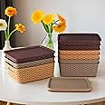 Kuber Industries Pack of 9 Multipurpose Solitaire Storage Basket with Lid|Strong Plastic Material & Side Grip|Size Medium 30 x 24 x 12, (Multi)-CTLTC10891