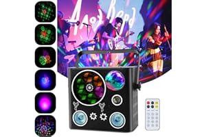 PUZILOZA 60W Lumière disco dj fête RGBW DMX5 Boule disco 5 en 1 Motif LED Lumière de scène Contrôlé par la musique Stroboscope avec Flash pour KTV Mariage Noël Anniversaire Halloween