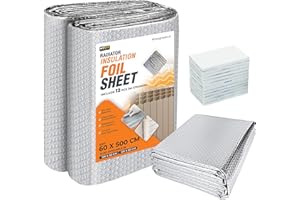 MY DIY PROFESSIONAL PRODUCTS My DIY Radiator Insulation Foil Sheet 5M x 60cm - Large Reflective Thermal Bubble Backing with 12 PCS Stickers – Energy Saving, UV Resistant, Easy Installation