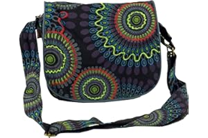 Guru-Shop Bolso de hombro hippie bolso Goa bolso – Negro Hombre / Mujer Algodón, 22 x 23 x 5 cm, alternativa bolso bandolera, bolso de mano de tela