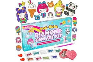 Girlzone Regalos para Niñas Gem Art Kit Niña Diamond Painting con Pegatinas Diamante para Hacer Creaciones de Gemas para Manualidades DIY Pintura Diamante Cumpleaños y Fiestas Niños