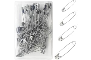 Rnitle 60 Pièces 4 Tailles Épingle a Nourrice,Épingles de Sûreté en Métal Antirouille,Épingles de Sûreté Résistantes à la Rouille pour Couture Maison,28mm/32mm/45mm/55mm