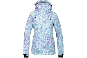 Wantdo Giacca da Sci Impermeabile Invernale Parka da Neve Caldo con Cappuccio Cappotto da Snowboard in Pile Giubbotto da Viaggio Colorato Donna